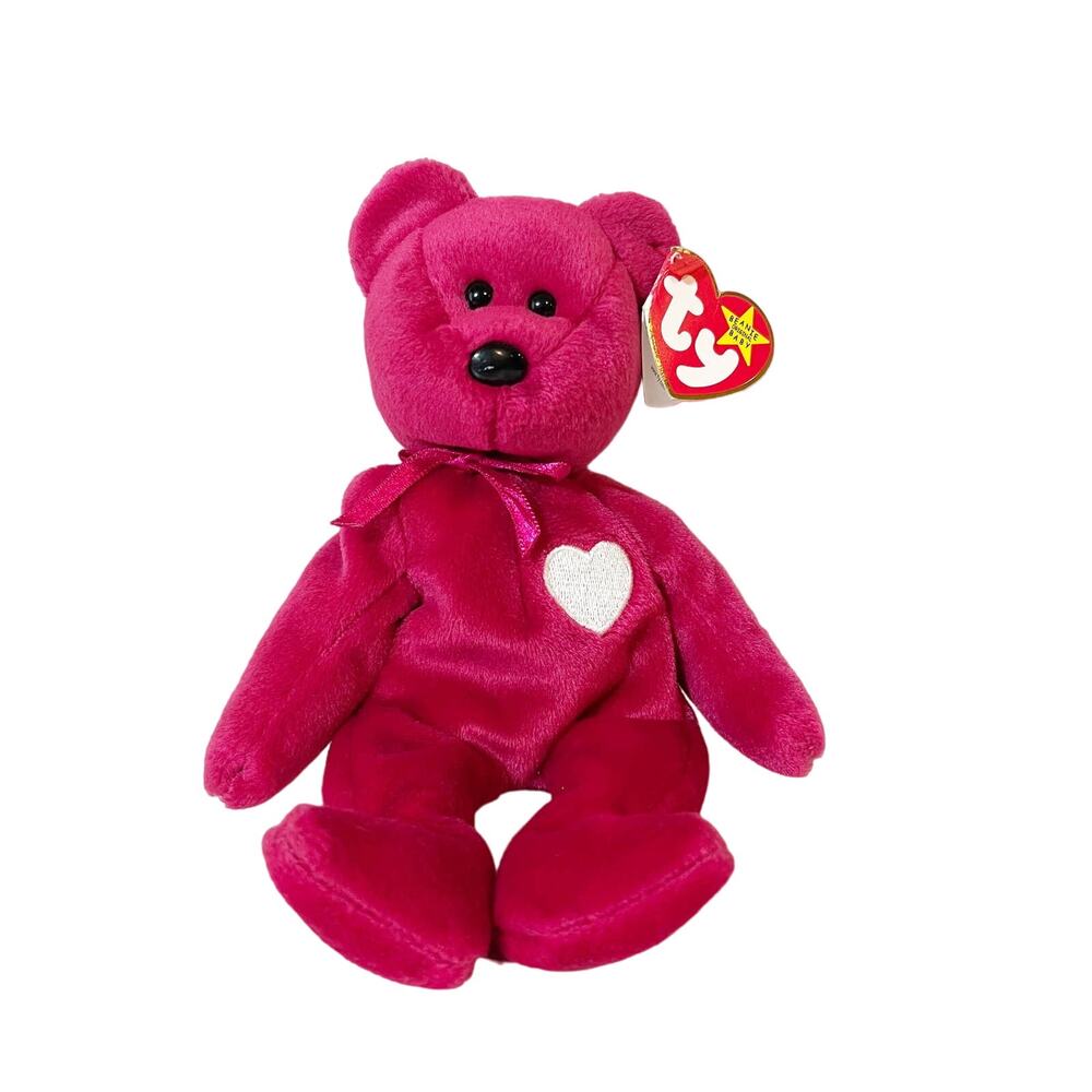 Ty Valentina Red Bear Beanie Baby 1998/1999 Tag w/ Errors Retired Hologram Plush